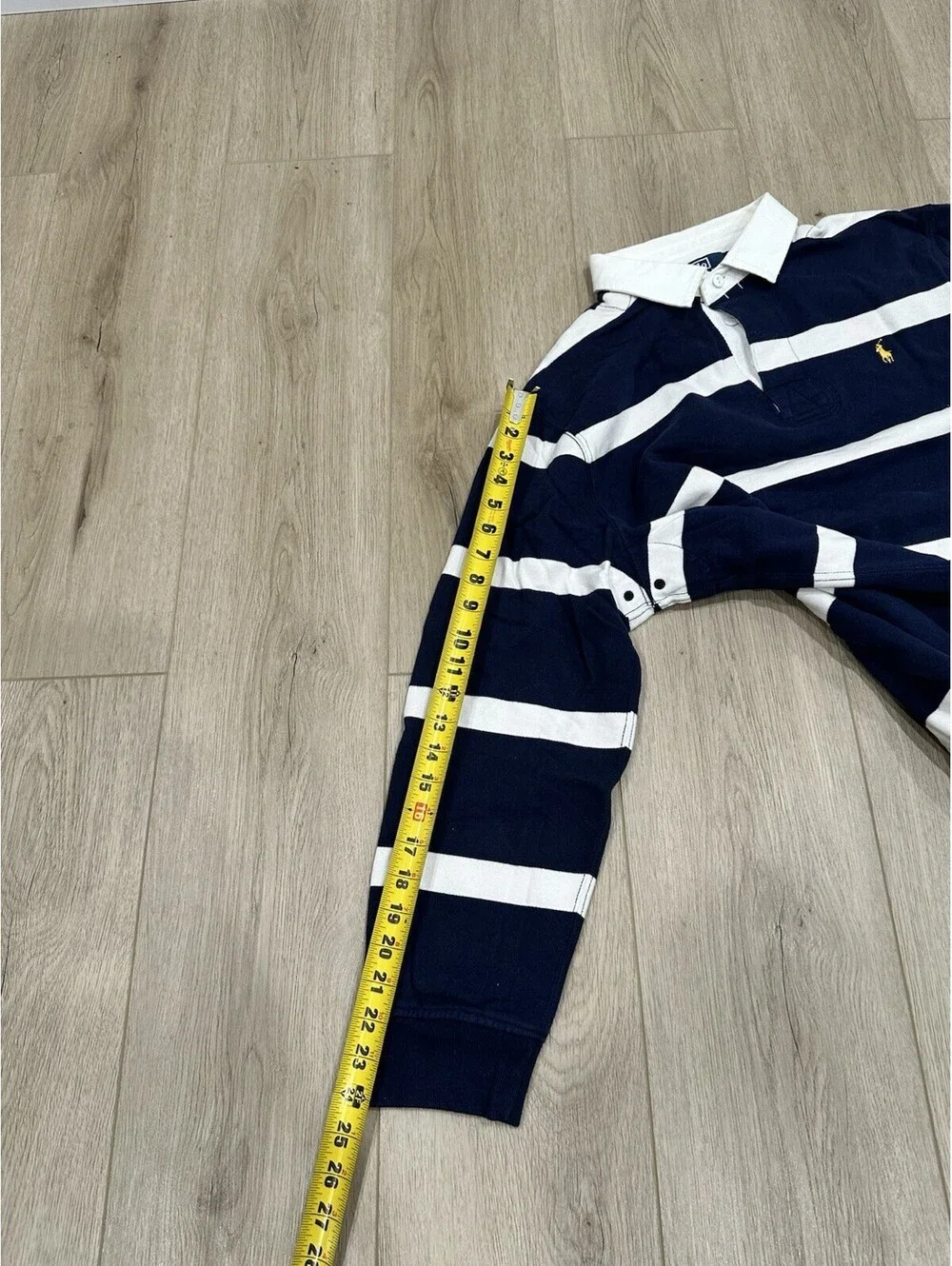 Polo Ralph Lauren Shirt Mens XL Blue White Rugby Striped Collar Pony Logo